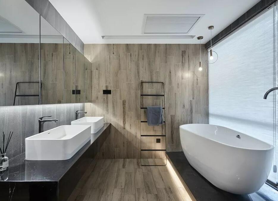 浴室地板木纹砖设计效果图