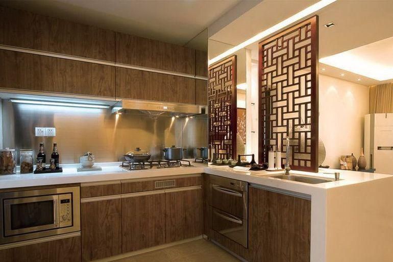 厨房翻新棕色橱柜设计案例效果图（二）