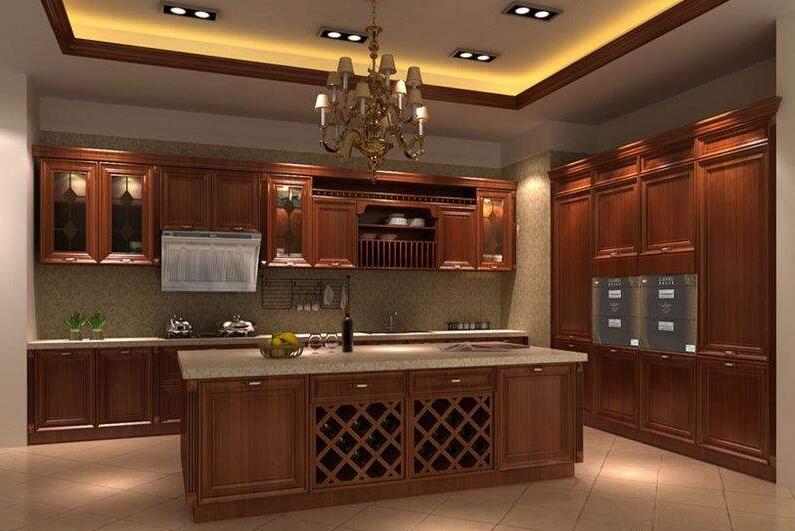 厨房翻新棕色橱柜设计案例效果图（三）