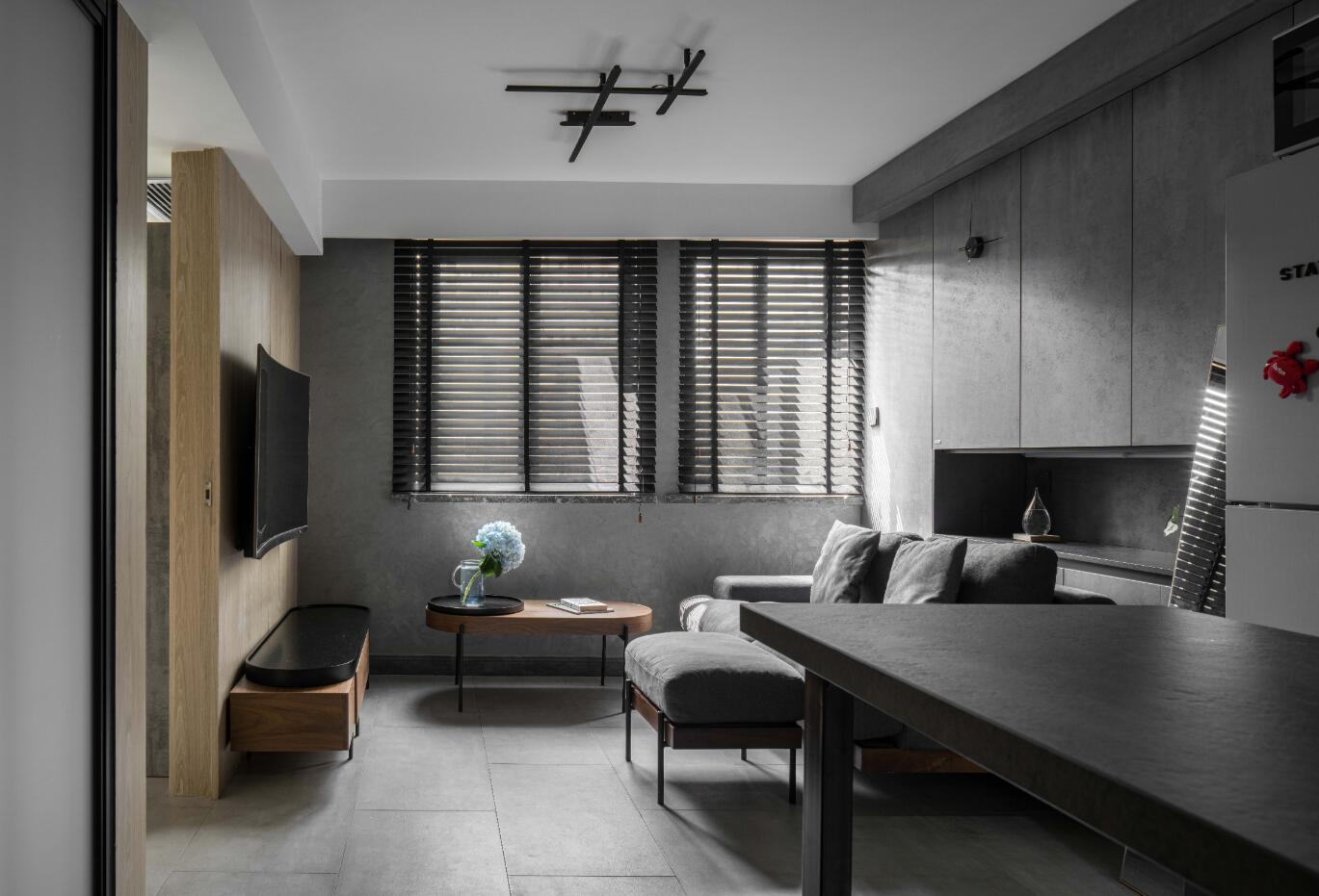 60平现代简约黑白色调两居室装修案例